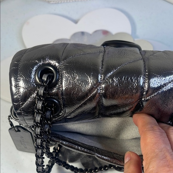 Coach Silver Metallic Quilted Shoulder Bag - Picture 10 of 16